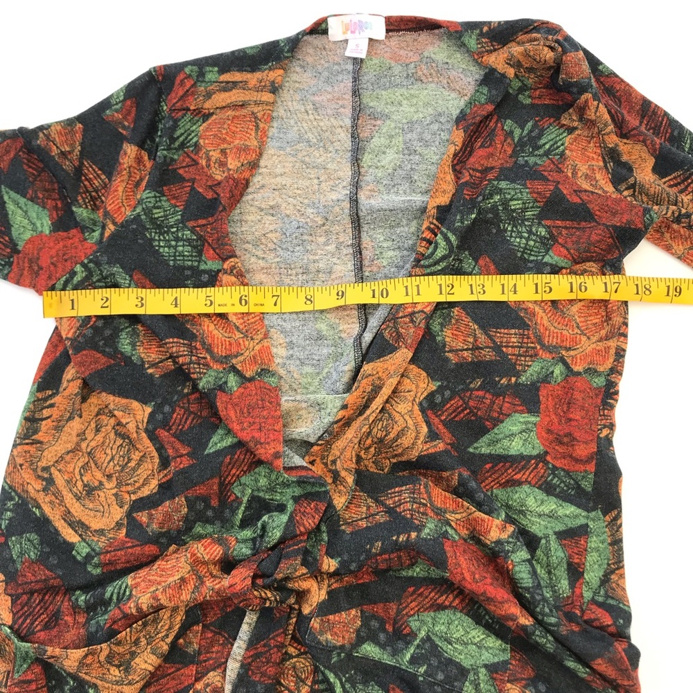 LuLaRoe Orange Floral Roses Duster Sarah Cardigan - Picture 6 of 6